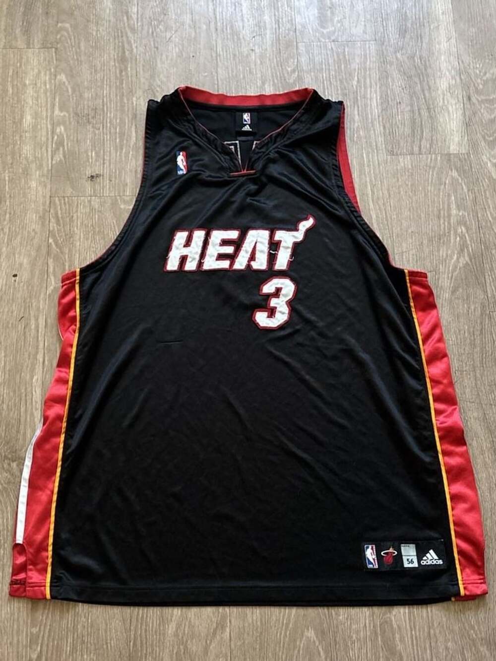 Adidas Dwyane Wade #3 Miami Heat NBA Basketball Jersey Black Size 56
